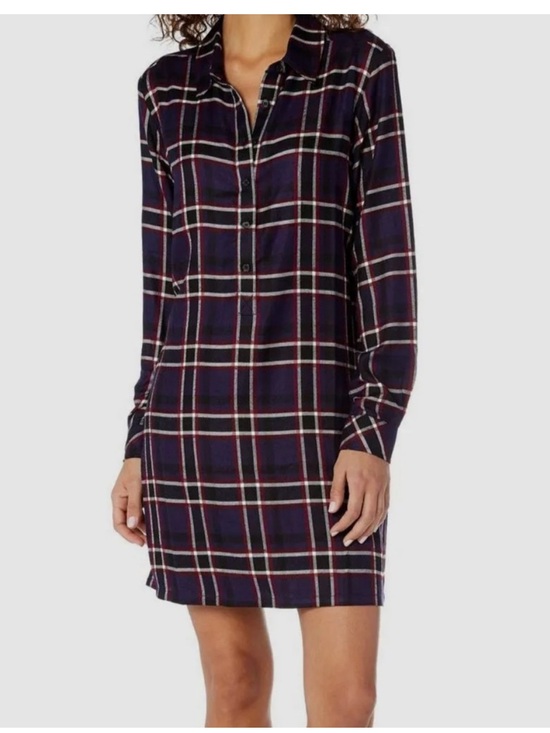 Michael Stars Dresses & Skirts - MICHAEL STARS Plaid Button Down Henley Shirt Dress Long Sleeves Size Small